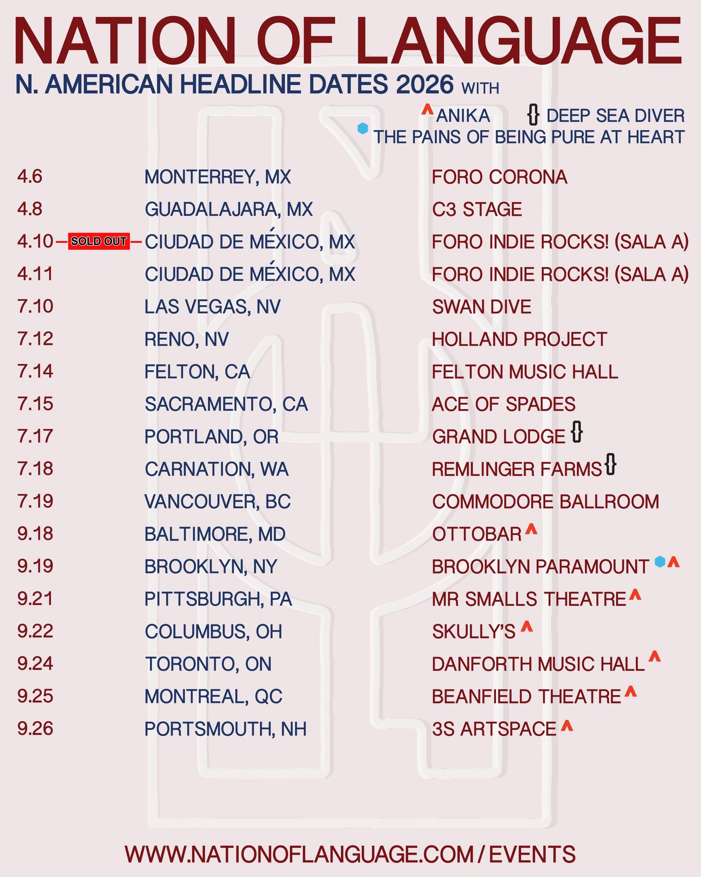 Nation of Language Tour Poster 2026