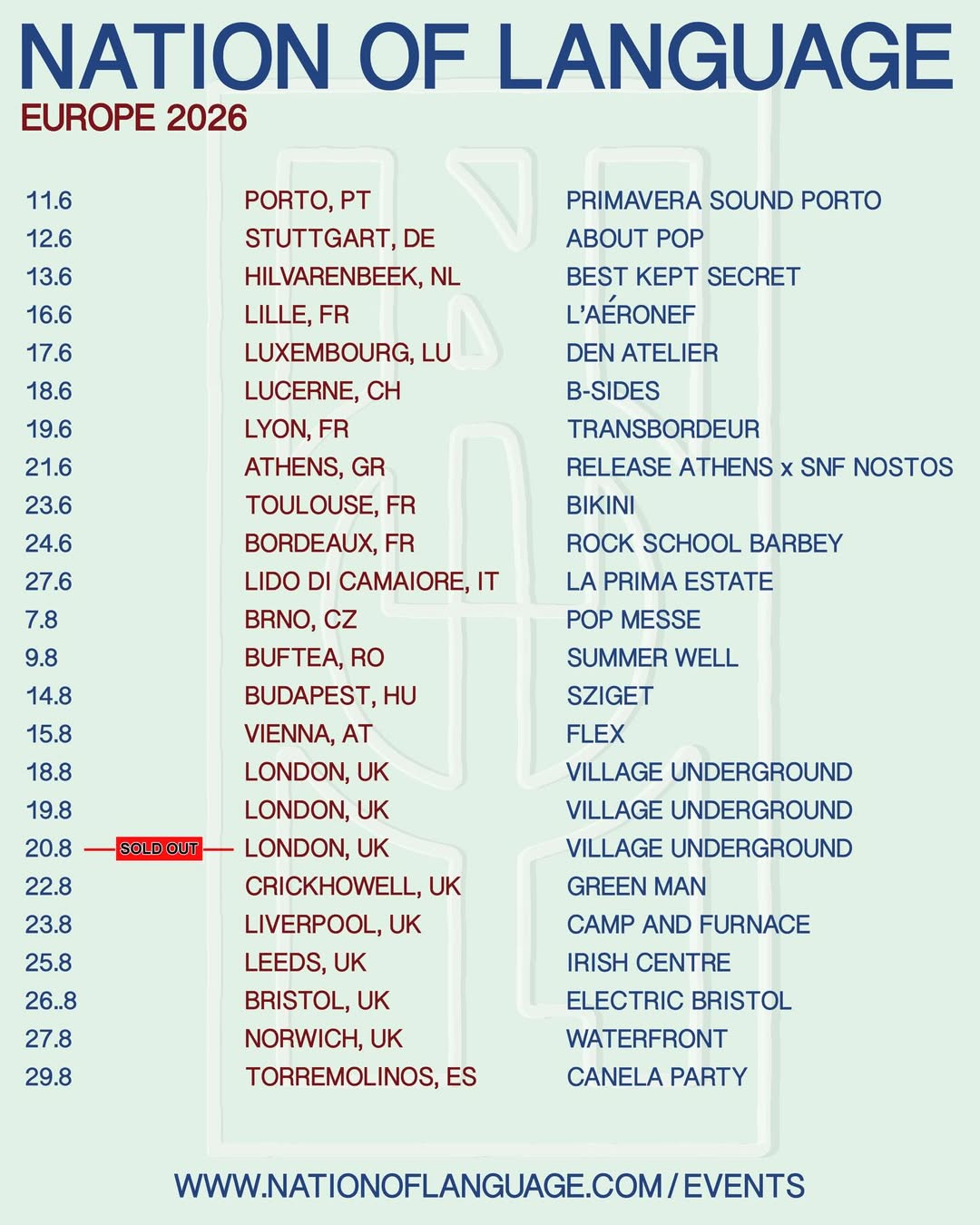 Nation of Language Tour Poster 2026